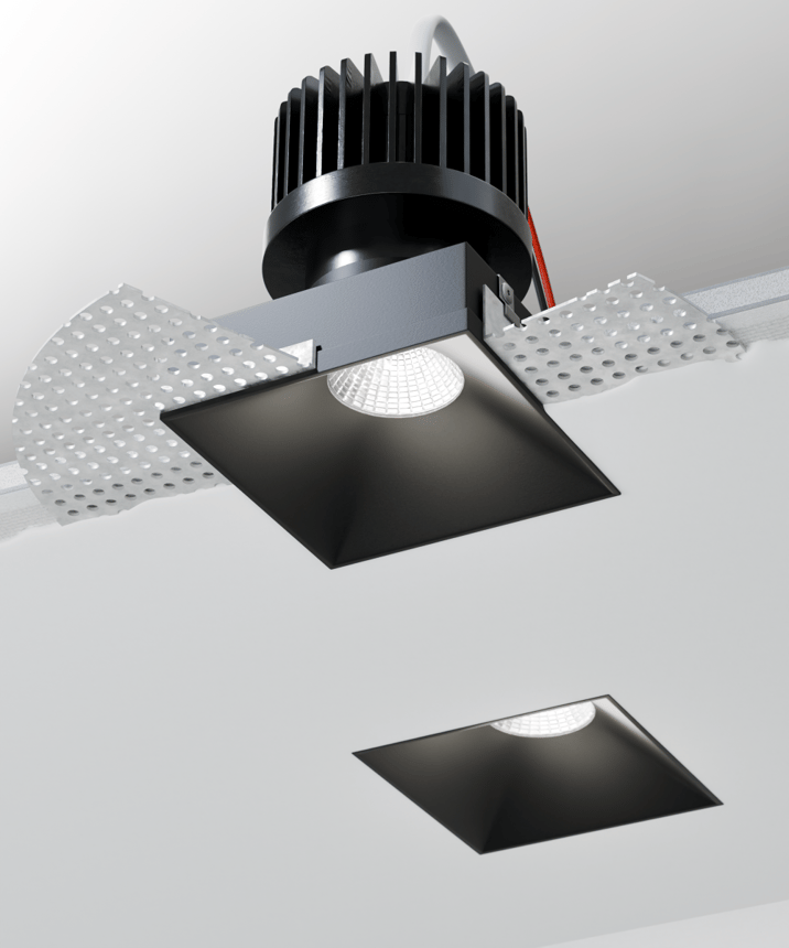 Alcon 14074-S Trimless Square Recessed Light, shown in a Black finish