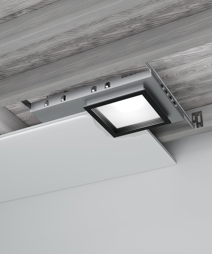 Alcon 14077 Square IC Rated Super Shallow LED Recessed Light shown in a Black finish 
