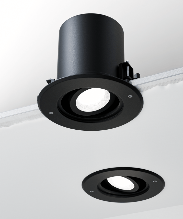 Alcon 14078-ADJ-4 Round Vandal Resistant Exterior Adjustable Can Light shown in a Black finish