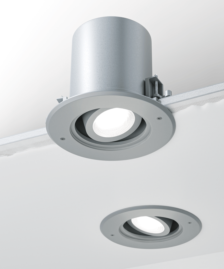 Alcon 14078-ADJ-4 Round Vandal Resistant Exterior Adjustable Can Light shown in a Silver finish