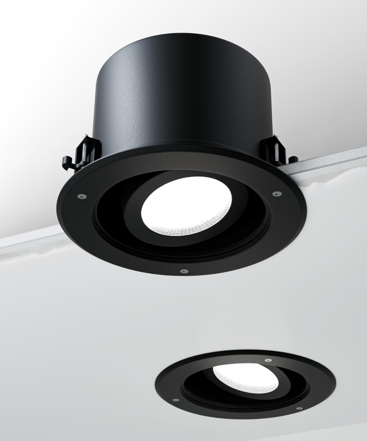 Alcon 14078-ADJ-6 Round Vandal Resistant Exterior Adjustable Can Light shown in a Black finish