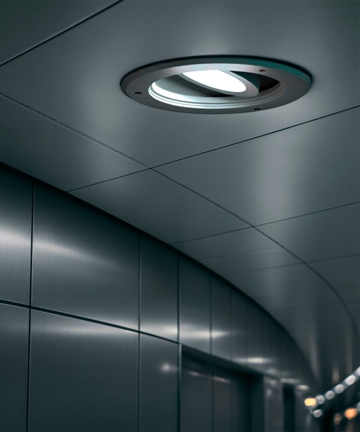 Alcon 14078-ADJ-6 Round Vandal Resistant Exterior Adjustable Can Light shown in a Silver finish