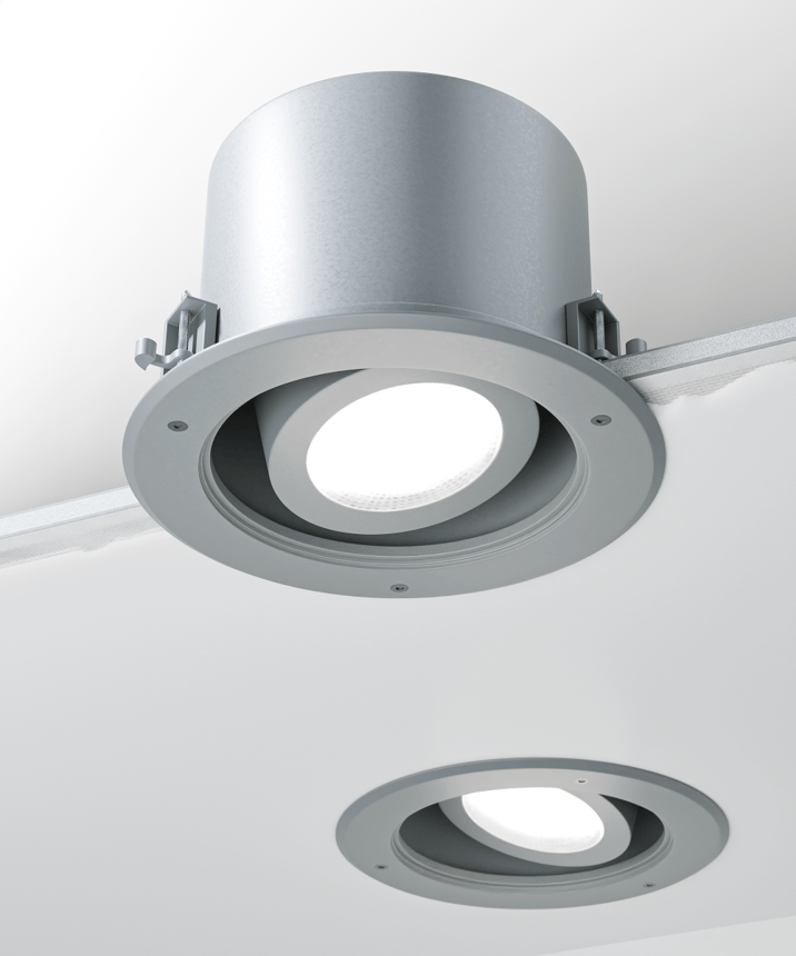 Alcon 14078-ADJ-6 Round Vandal Resistant Exterior Adjustable Can Light shown in a Silver finish