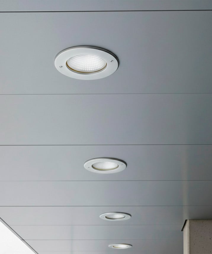 Alcon 14078-4 Round Vandal Resistant Exterior Can Light shown in a Silver finish 