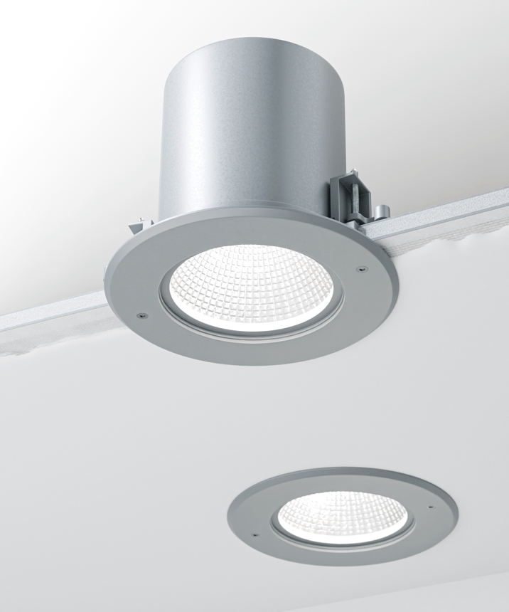 Alcon 14078-4 Round Vandal Resistant Exterior Can Light shown in a Silver finish 