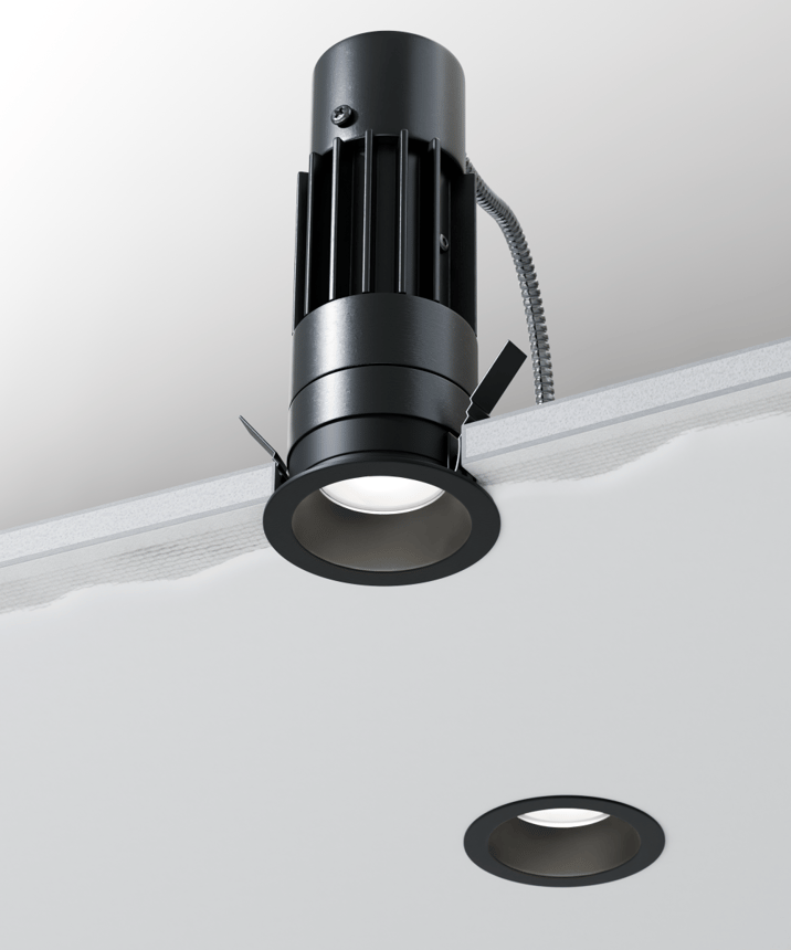 Alcon 14122-R Round Recessed Light shown in a Black finish