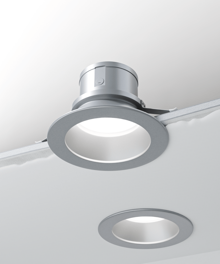 Alcon 14123-4R Round Recessed Light shown in a Satin haze finish 