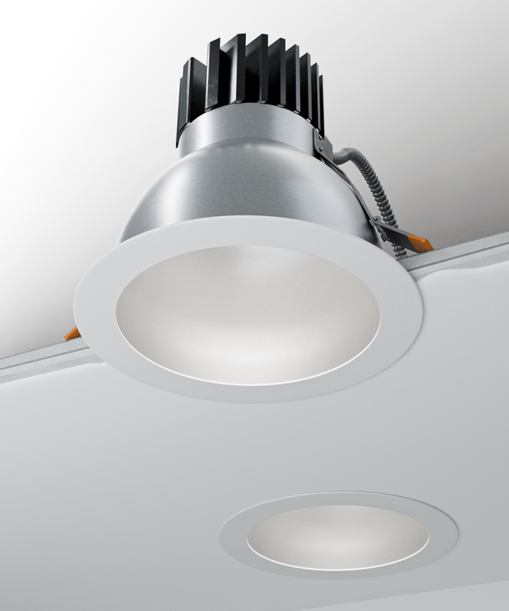 Alcon 14124-8 Round Recessed Deep Regressed Commercial Light shown in a White finish 