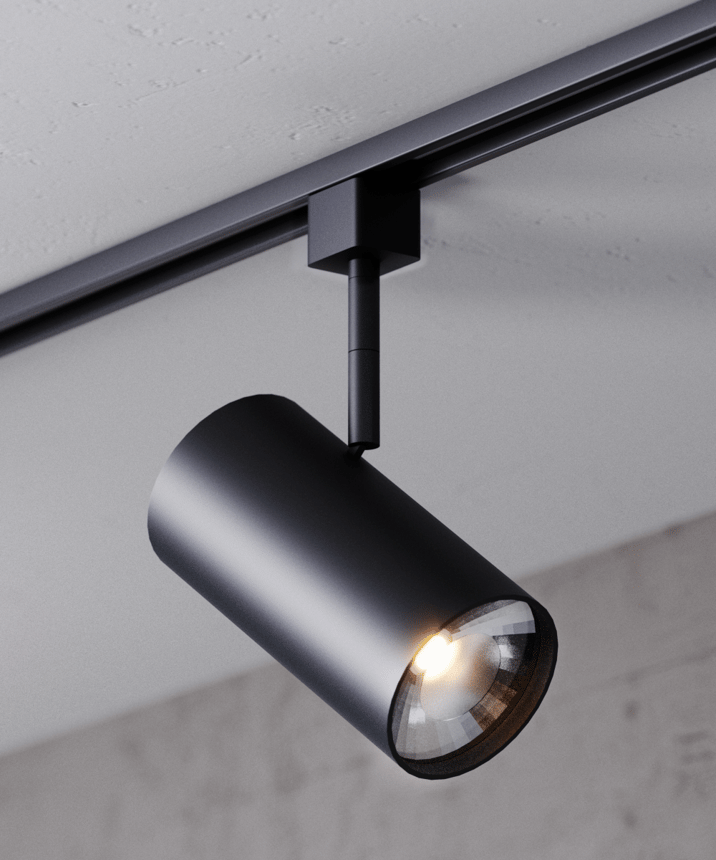 Alcon 14130-L 3.3125-Inch Cylinder LED Track Light Head shown in a Black finish.