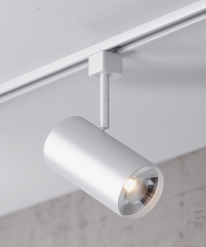 Alcon 14130-L 3.3125-Inch Cylinder LED Track Light Head shown in a White finish.