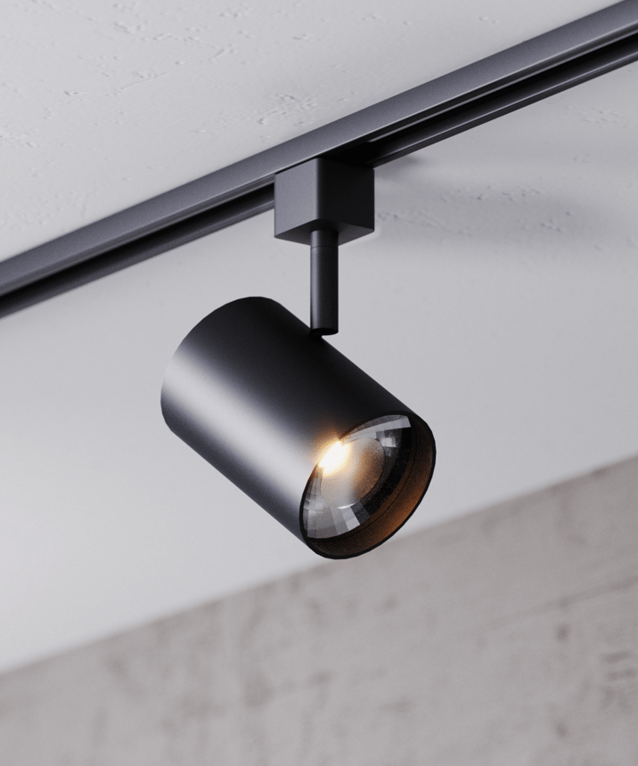 Alcon 14130-M 3-Inch Cylinder LED Track Light Head shown in a Black finish.