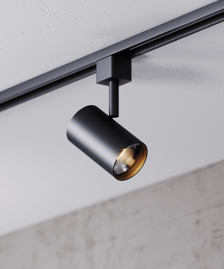 Alcon 14130-SM 2.5-Inch Cylinder LED Track Light Head shown in a Black finish.