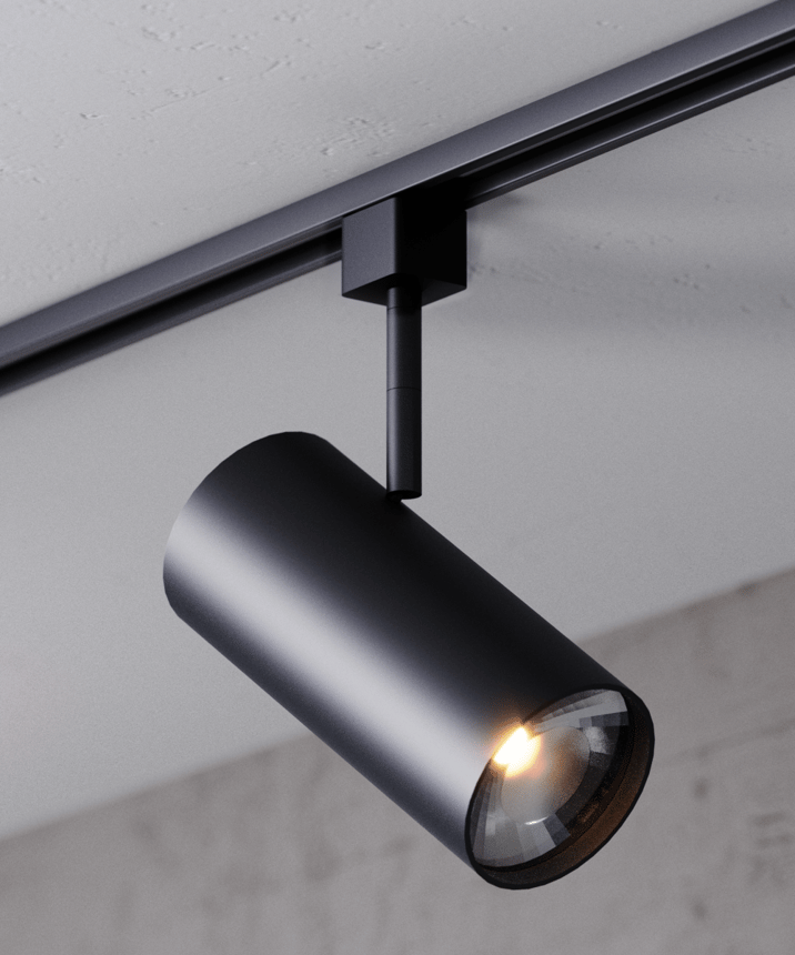 Alcon 14130-XL 3.3125-Inch Cylinder LED Track Light Head shown in a Black finish.