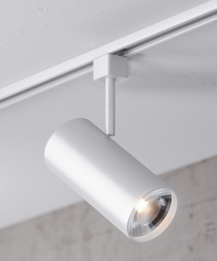 Alcon 14130-XL 3.3125-Inch Cylinder LED Track Light Head shown in a White finish.