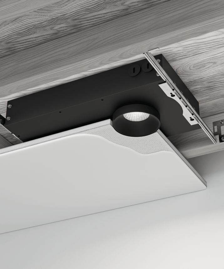 Alcon 14131-R-DIR Trimless Round Shallow Recessed Light shown in a White finish 
