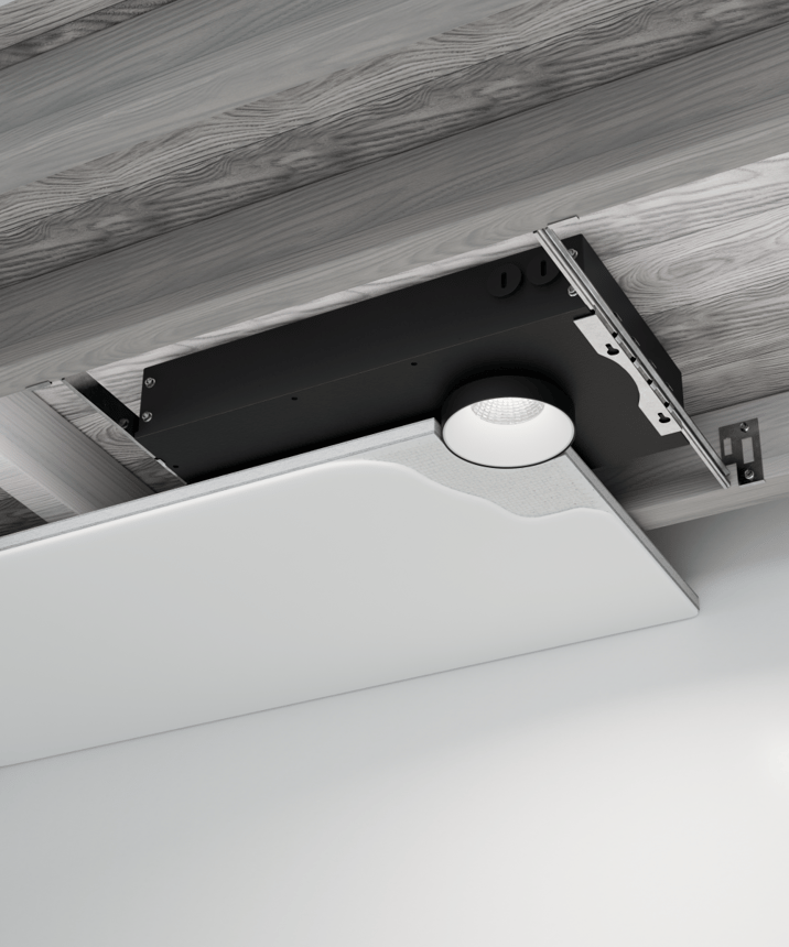 Alcon 14131-R-DIR Trimless Round Shallow Recessed Light shown in a White finish 