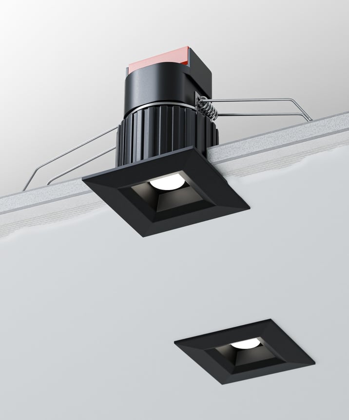 Alcon 14142-S-DIR Recessed Mini Square Fixed Outdoor Light shown in a Black finish