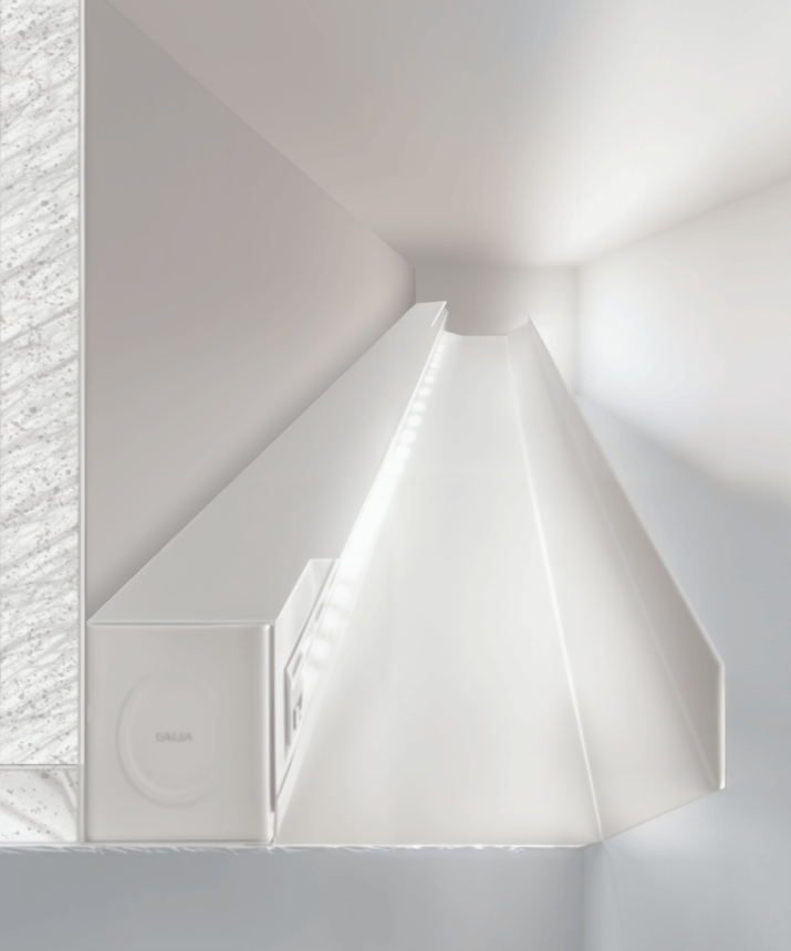 Alcon 14222 linear cove LED wall wash lightbar shown in a white finish.