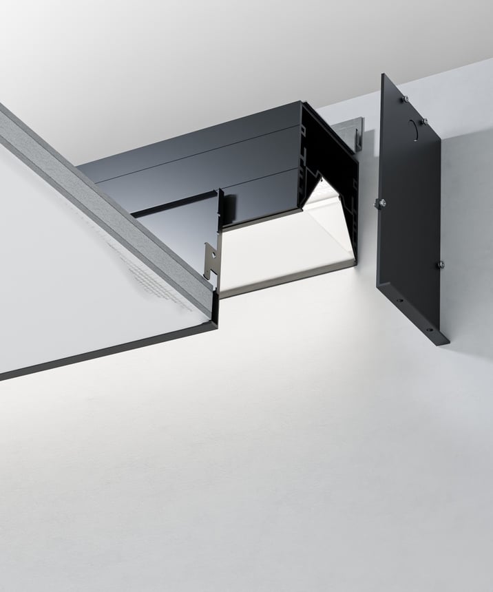 Alcon 15233-2 Linear Recessed LED Perimeter Light Shown in Black finish