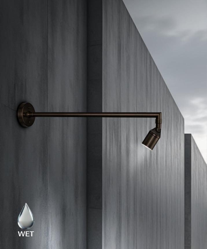 Outdoor Architectural LED Commercial Sign Light 31025 shown in options of Aged Bronze or Gun Metal finishes.