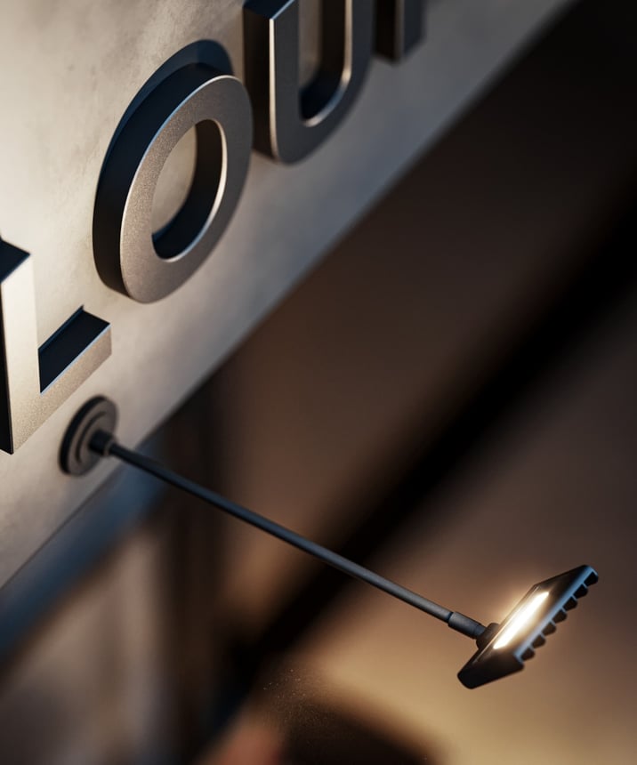 Alcon 31030 Outdoor LED Commercial Sign Light shown in a black finish.