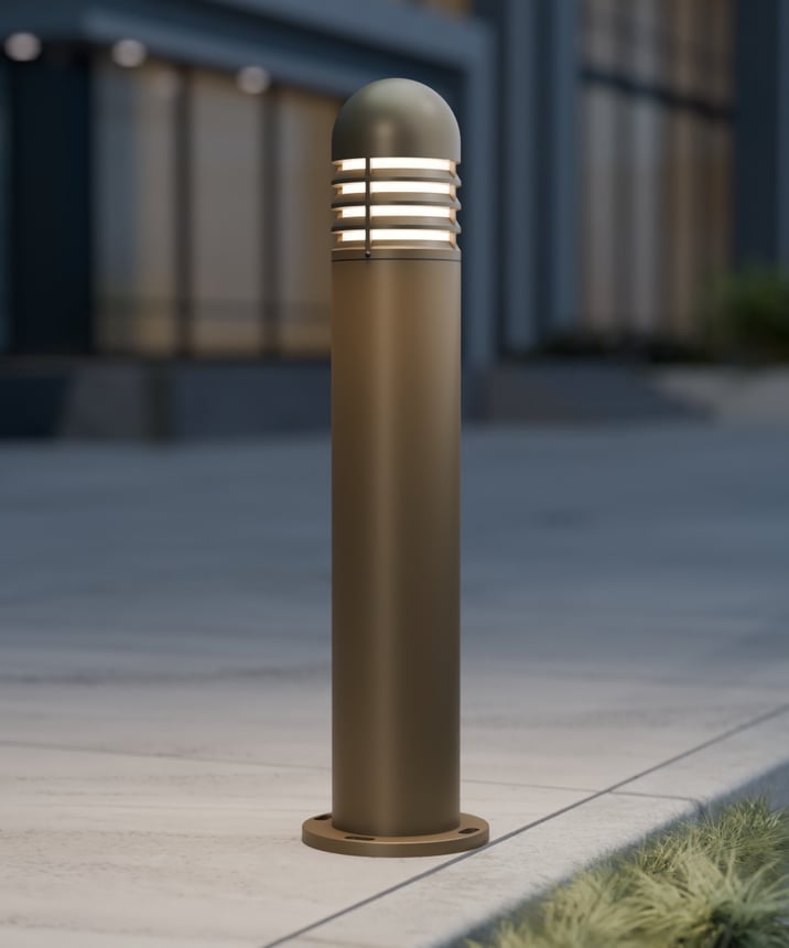 Alcon 9006 41-Inch Outdoor Bollard LED Pathway Light shown in a bronze finish.