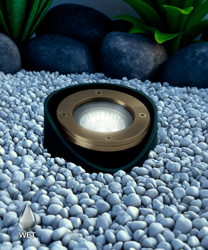 Alcon 9023 Low-Voltage 6-Inch Adjustable In-Ground LED Well Light shown in a aged bronze finish.