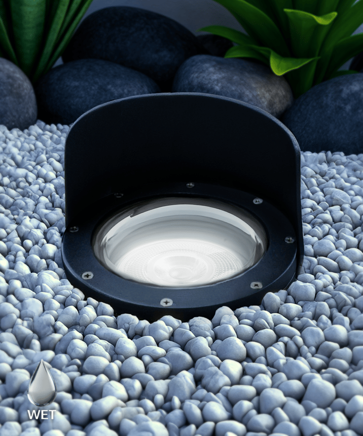 Alcon 14141 LED Wall Wash Well Light shown in a black finish