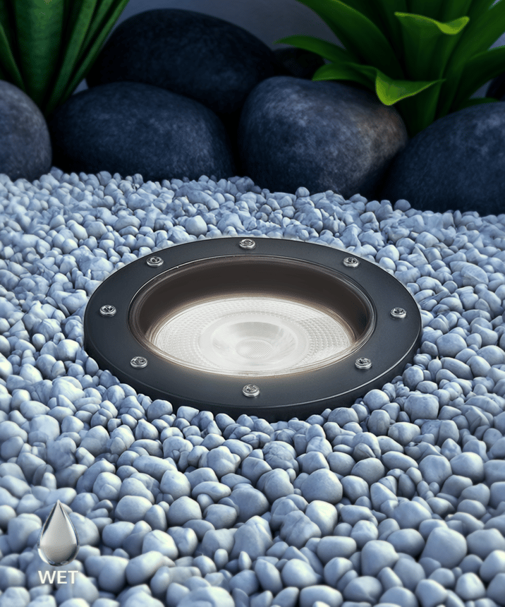 Alcon 9044 LED Well Light shown in a black finish