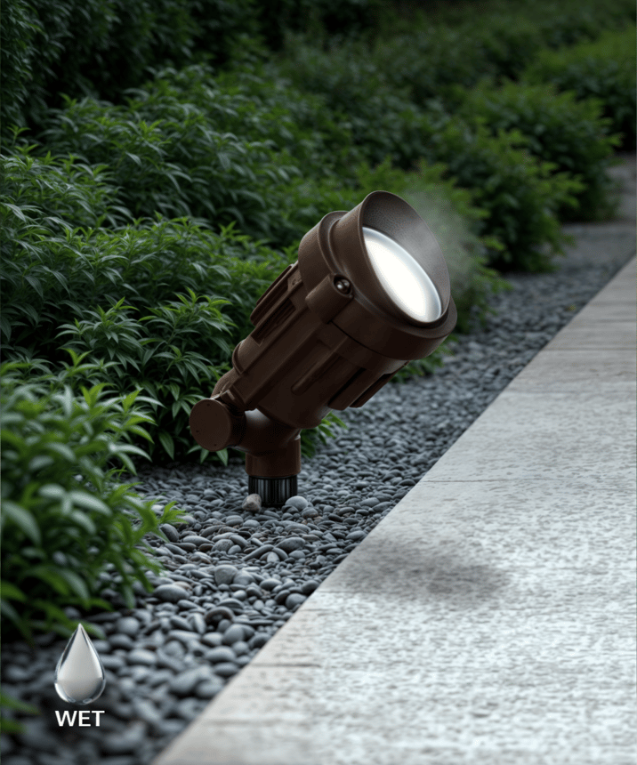 Alcon 9046 mono mount directional uplight shown in bronze finish