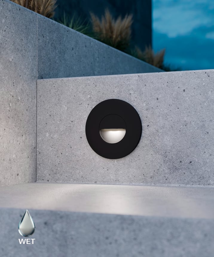 Alcon 9056 LED Half-Moon Step Light shown in a Black finish
