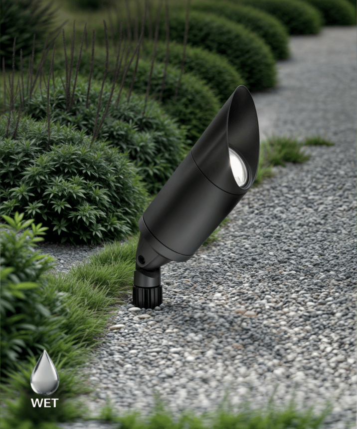 Alcon 9060 LED directional uplight shown in black finish