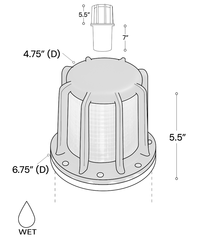 Alcon 9099 RGBW Color tunable in-ground can lantern light shown in a black finish.