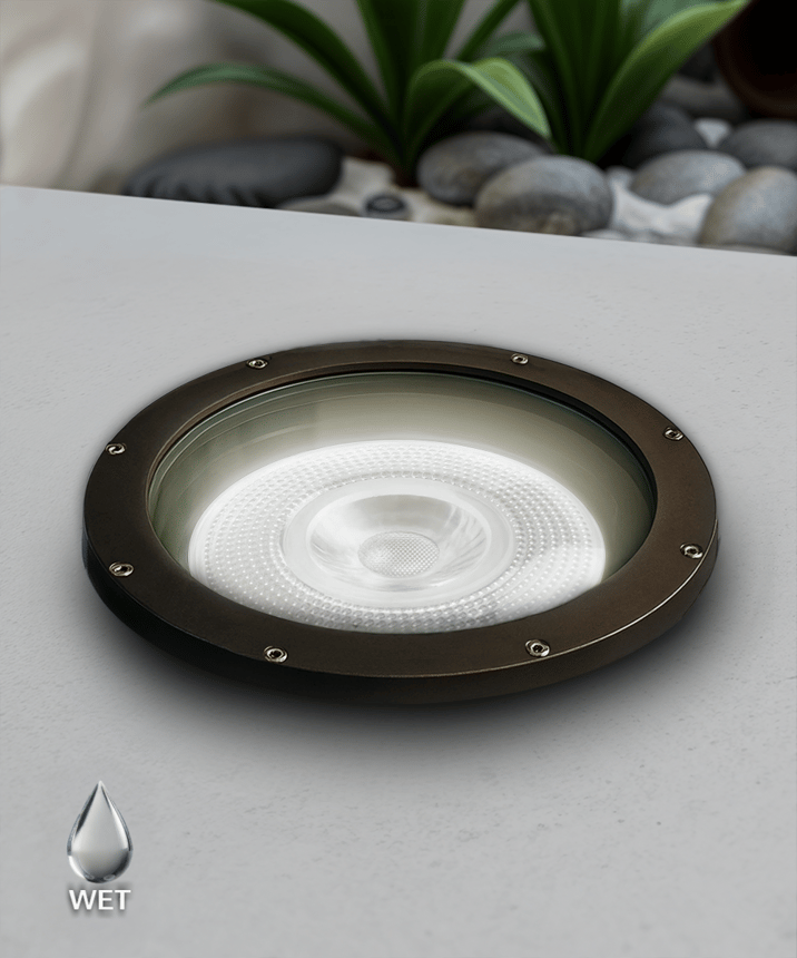 Alcon 9100 LED Well Light shown in a bronze finish