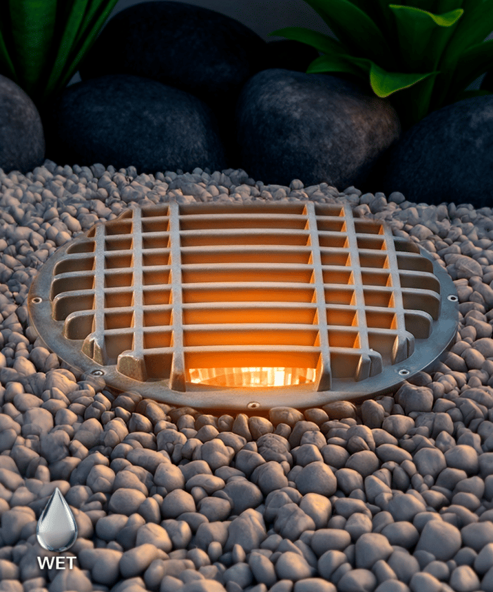 Alcon 9103 LED Well Light shown in a bronze finish with turtle friendly light
