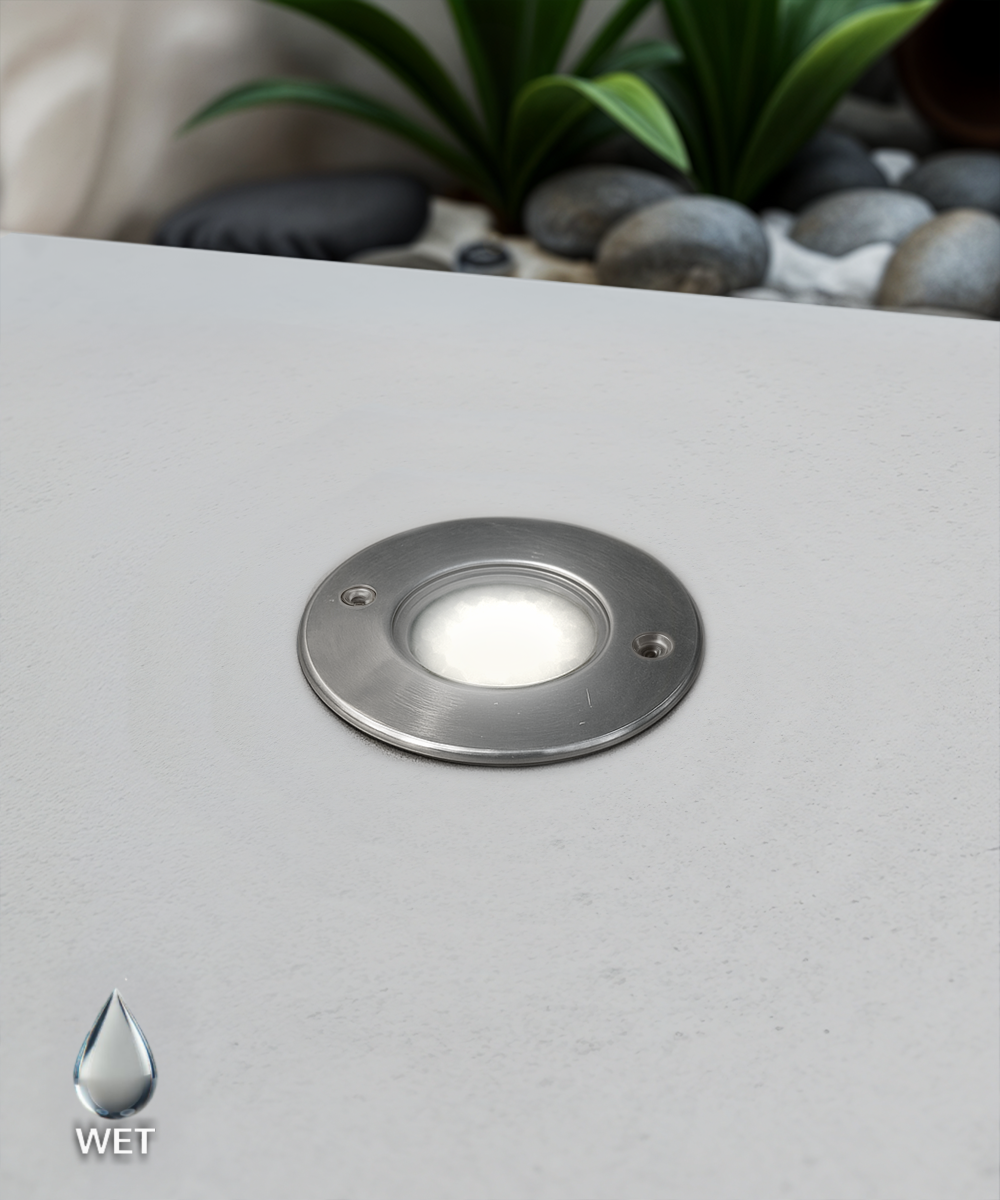 Alcon 9115-S LED Well Light shown in a stainless steel finish
