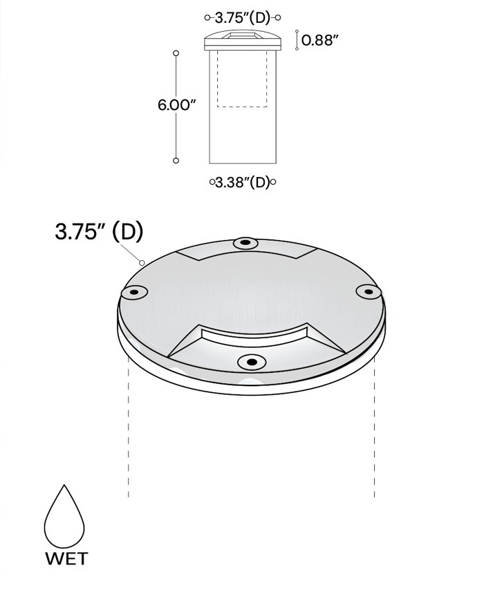 Alcon 9150-D180 4-Inch In-Ground LED Well Light | Dual 180° Beams shown in a cast brass finish.