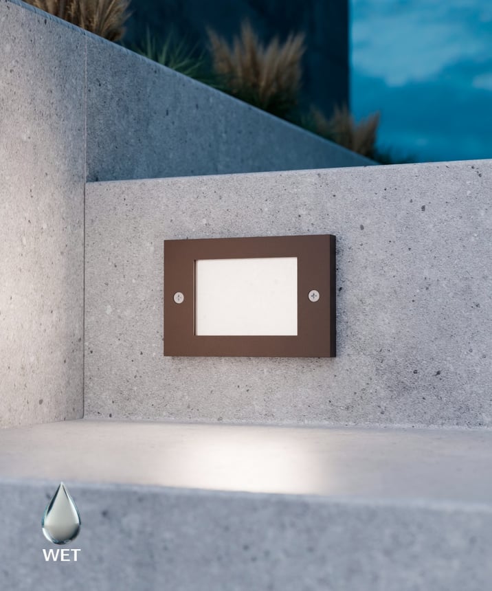 Alcon 9208 LED Rectangular Step Brick Light shown in a Bronze finish