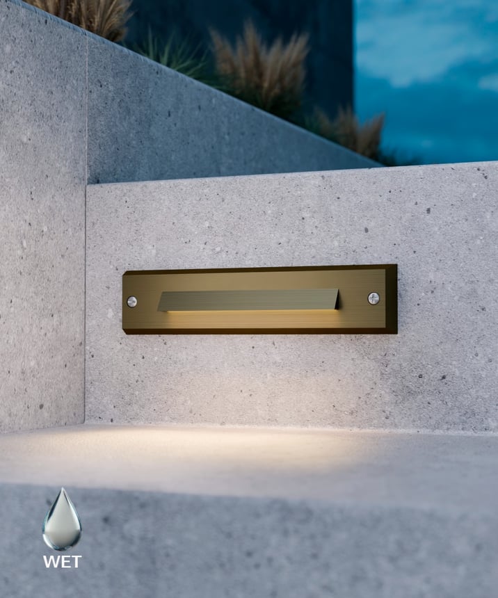 Alcon 9209 LED Linear Step Light shown in a Natural bronze finish