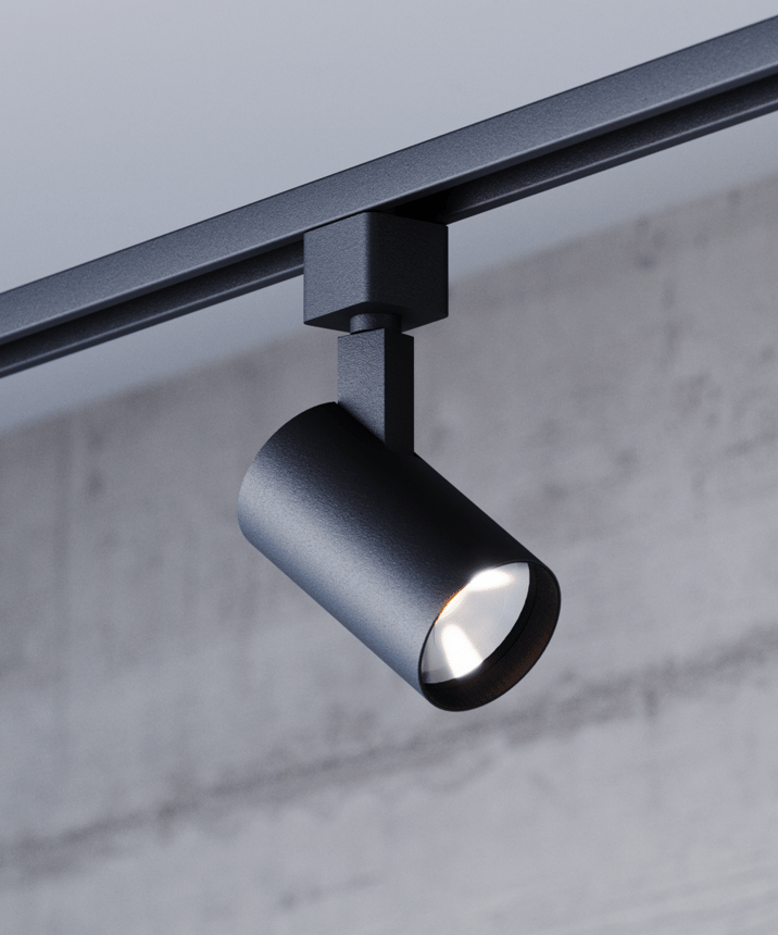 Alcon 13114 2.5-Inch Cylinder LED Track Light Head shown in a Black finish.