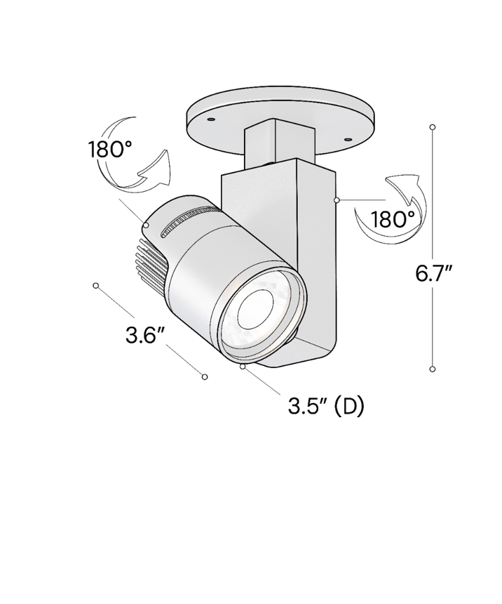 Alcon 13127-SM-MPR 2.75-Inch Architectural LED Monopoint Spot Light Round shown in a black finish.
