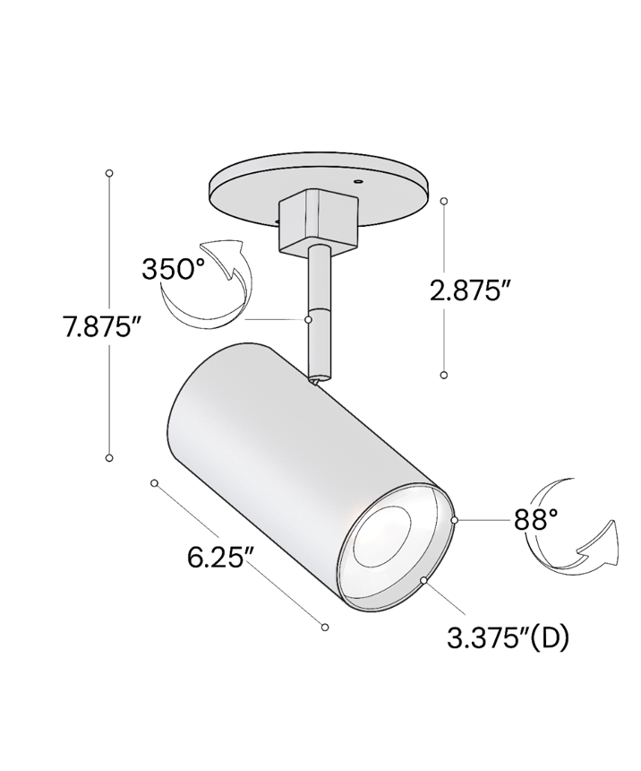 Alcon 14130-LG-MR Black 3.3125-Inch Cylinder LED Mono Point Head – 8.875" Height x 7.125" Length x 3.375" Diameter