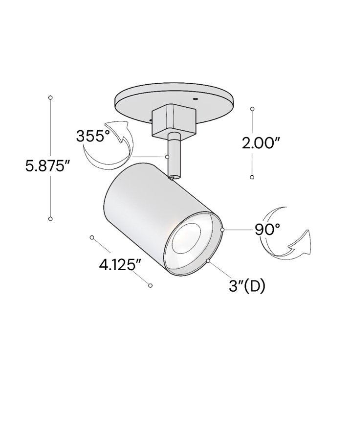 Alcon 14130-MD-MR Black 3.3125-Inch Cylinder LED Mono Point Head – 7.875" Height x 6.25" Length x 3.375" Diameter