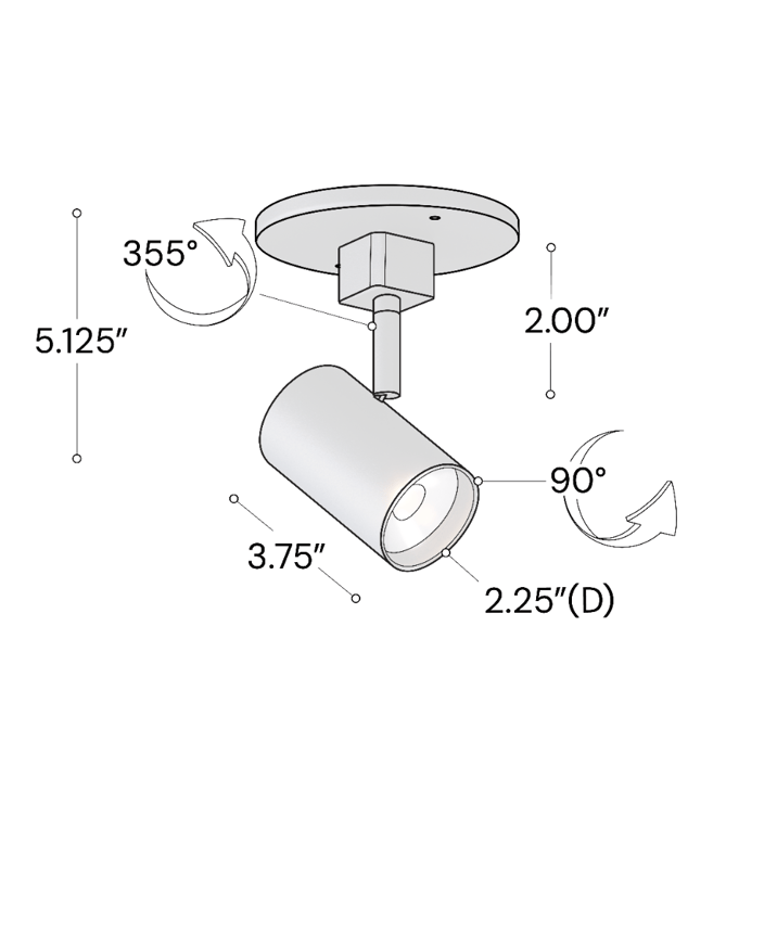 Alcon 14130-SM-MR 3-Inch Cylinder LED Mono Point Head shown in a black finish.