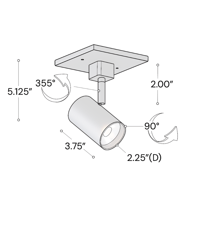 Alcon 14130-SM-MR Black 3-Inch Cylinder LED Mono Point Head – 5.875" Height x 4.125" Length x 3" Diameter