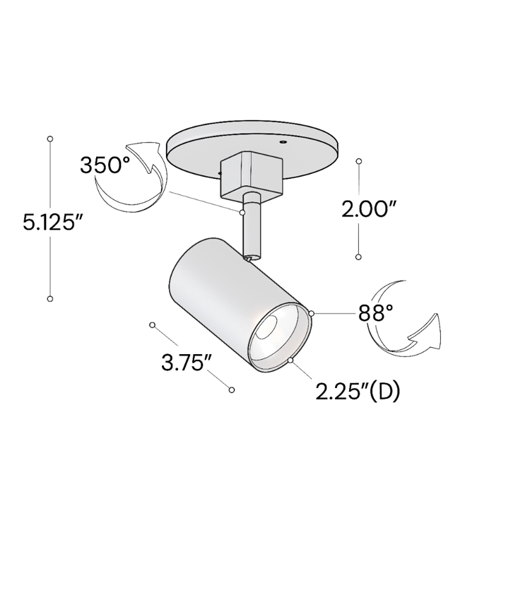 Alcon 14130-SM 2.5-Inch Cylinder LED Track Light Head shown in a Black finish.
