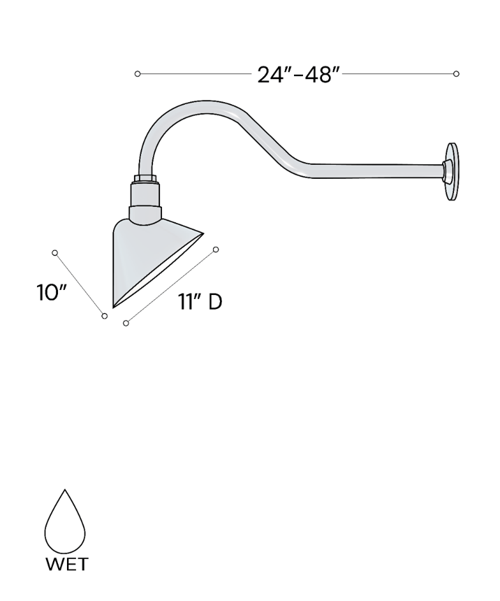Alcon 15242 Outdoor Gooseneck LED Sign and Barn Light shown in a glossy black finish.