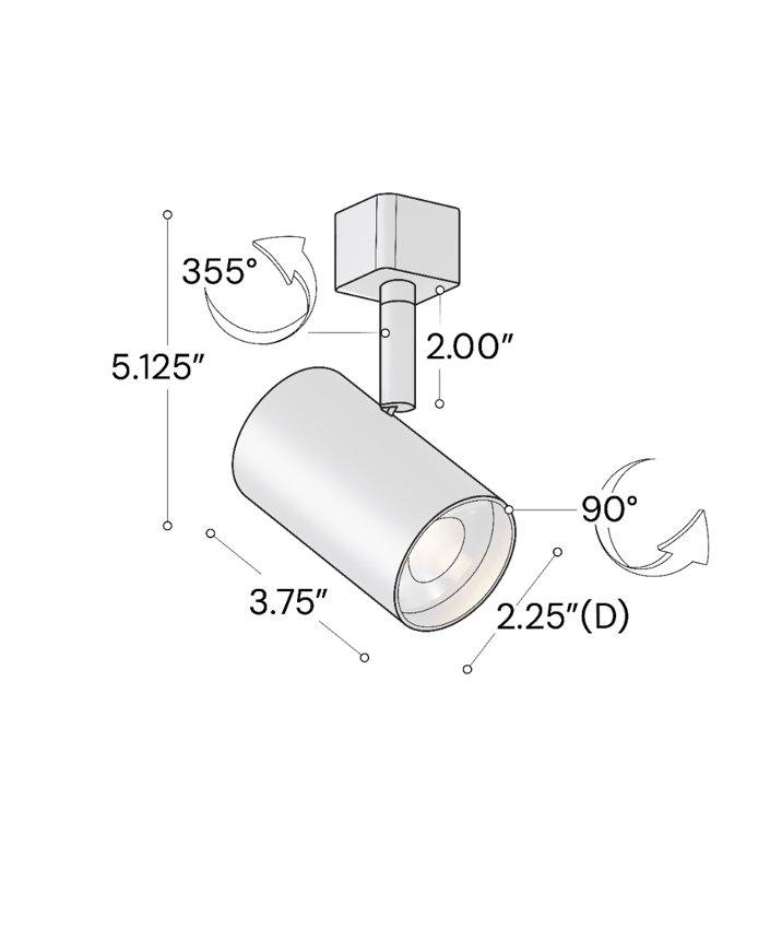 Alcon 14130-SM 2.5-Inch Cylinder LED Track Light Head shown in a White finish.