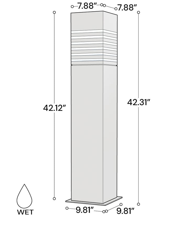 42-Inch Square Commercial LED Bollard Light