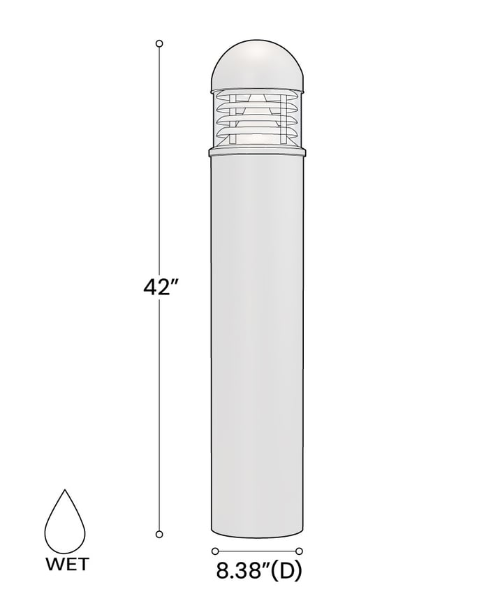Alcon 9090-D-G 42-Inch Domed Grated Louver LED Bollard Light shown in a dark grey finish.